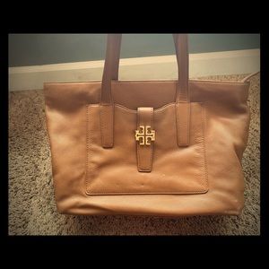 Tory Burch camel leather tote